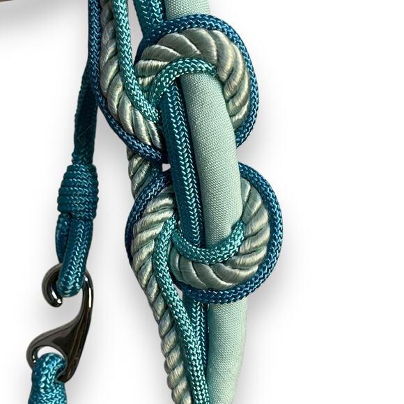 Rhea Knot Front Back Closure Elastic Belt Women's Small Blue Braided VTG Hook - Picture 9 of 11